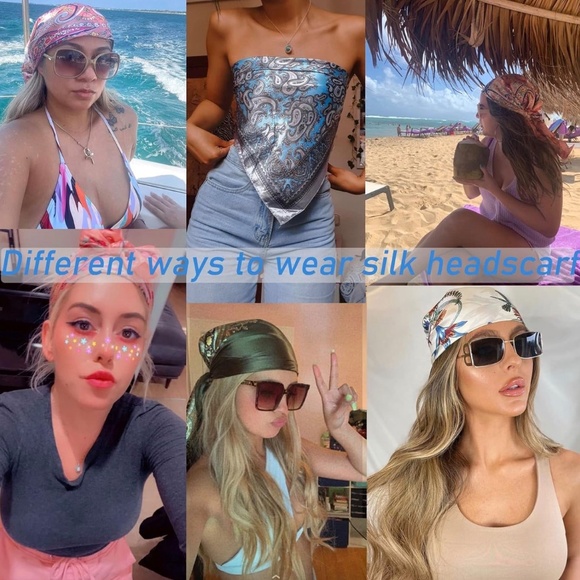 Satin Silk Scarf - Large Hair Bandana, Sleeping Wrap for Women - Picture 5 of 5